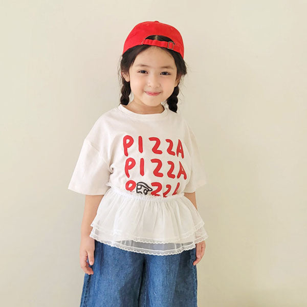 Pizza Tee Korean toddler t-shirt in red made in Korea