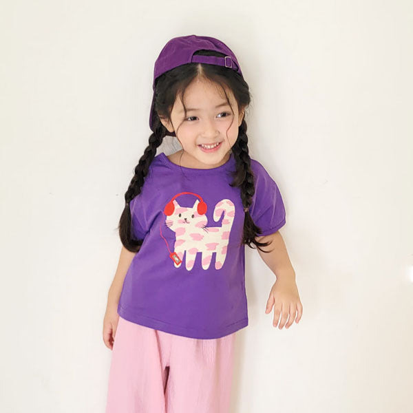 Cat Tee Korean toddler t-shirt in pink made in Korea
