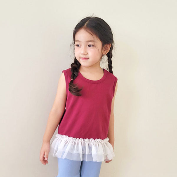 Lace Tank Top Korean toddler tank top in burgundy made in Korea