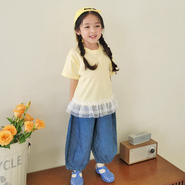 Linen Blend Pants Korean toddler pants in deep blue made in Korea