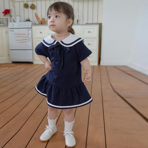 Adel Sailor Dress Korean infant dress in navy made in Korea