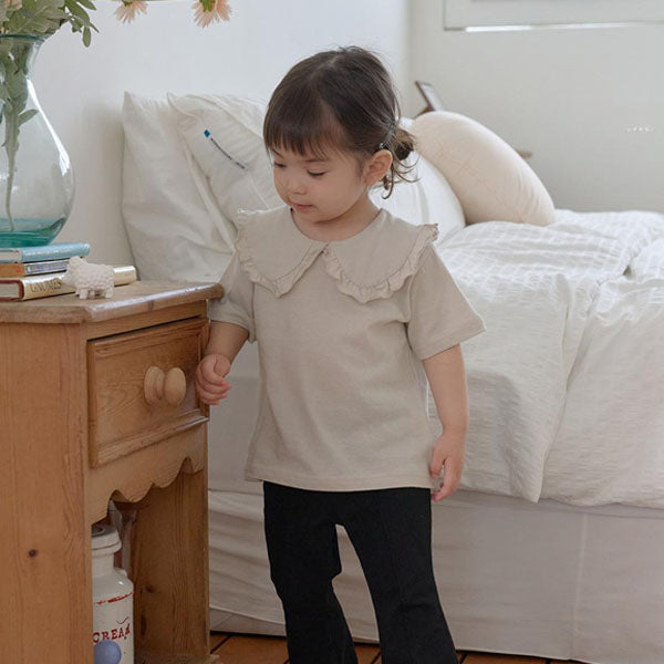 Ruffle Round Collar Tee Korean infant t-shirt in lemon made in Korea