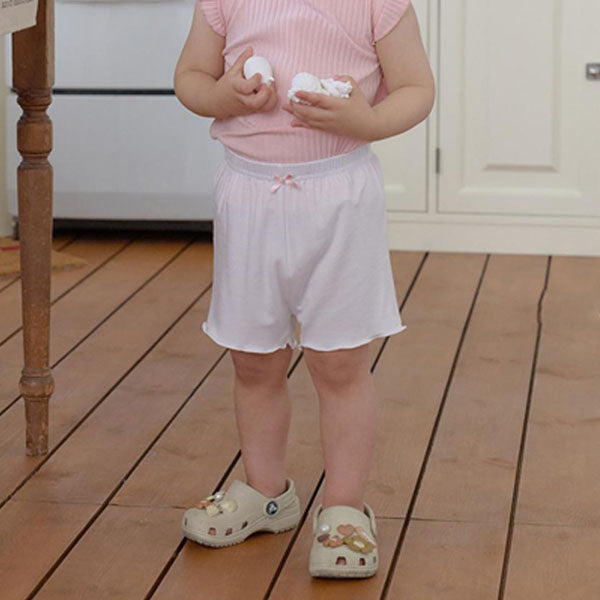 Stretch Ruffle Leggings Korean infant pants in beige made in Korea