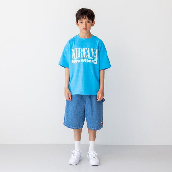 Wappen Knee-Length Pants Korean toddler pants in blue denim made in Korea
