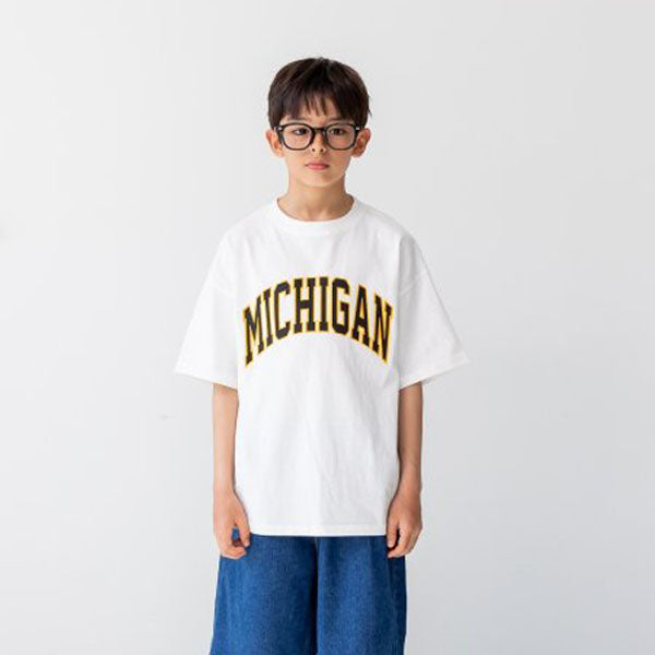 Michigan Tee Korean toddler t-shirt in off white made in Korea