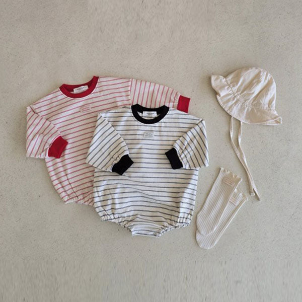 Lego Bodysuit Korean infant bodysuit in black stripe made in Korea