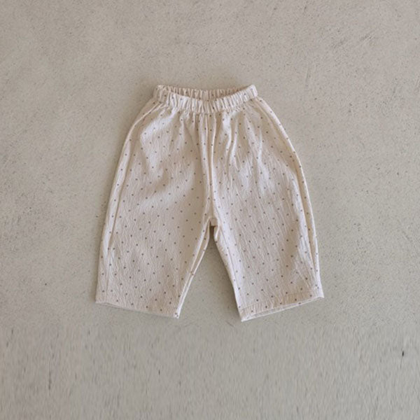 Polka Dot Wide Pants Korean infant pants in beige dot made in Korea