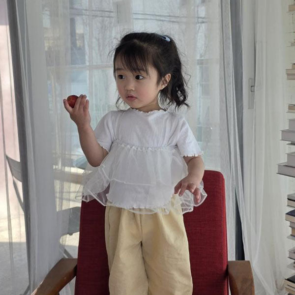 Bouncy Bustier Korean toddler tops in white made in Korea