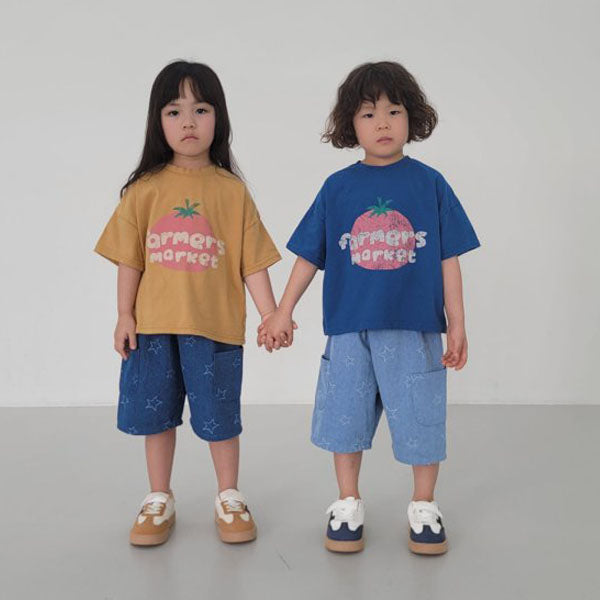 Tomato Tee Korean toddler t-shirt in mustard made in Korea