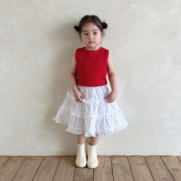 Laura Tiered Skirt Korean toddler skirt in ivory made in Korea