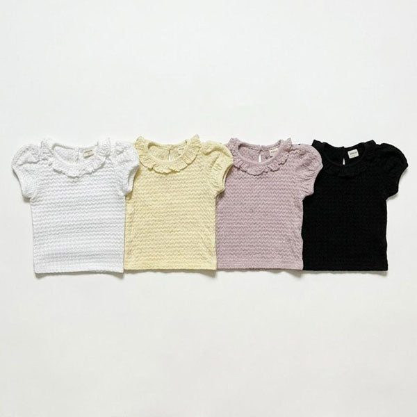 Zigzag Ruffle Tee Korean toddler t-shirt in ivory made in Korea