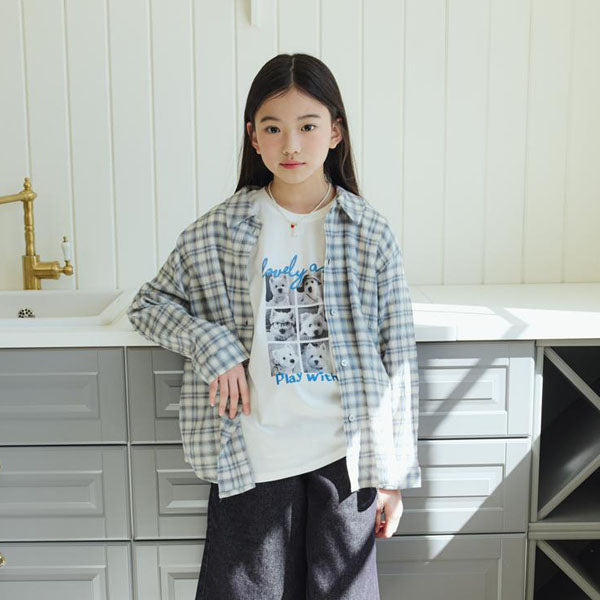H01 Summer Shirt Korean toddler shirt in blue made in Korea