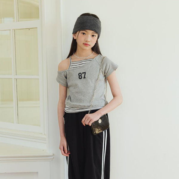 T08 Slit Layered Tee Korean toddler t-shirt in gray made in Korea