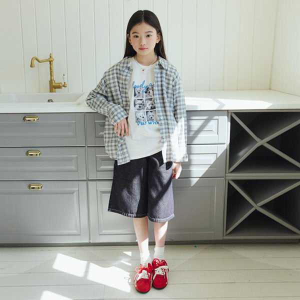 P03 Non-Fade Bermuda Pants Korean toddler pants in deep blue made in Korea
