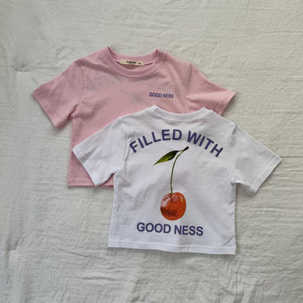 Cherry Tee Korean toddler t-shirt in pink made in Korea