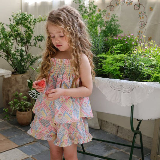 Berry Sleeveless Blouse Korean toddler blouse in yellow made in Korea