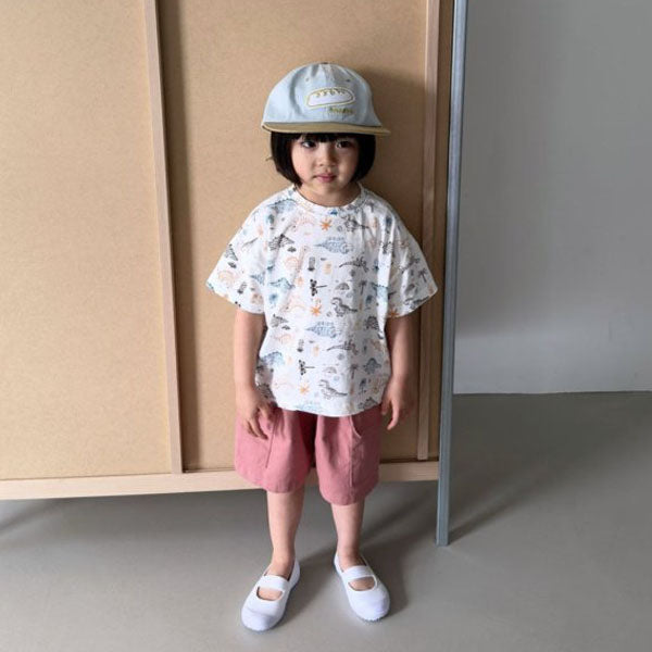 Dinosaur Tee Korean toddler t-shirt in ivory made in Korea