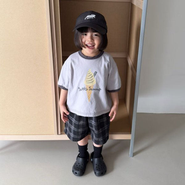Check Denim Pants Korean toddler pants in black made in Korea