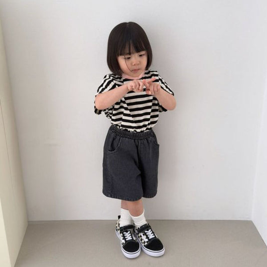 Hunter 5-Length Pants Korean toddler pants in light denim made in Korea