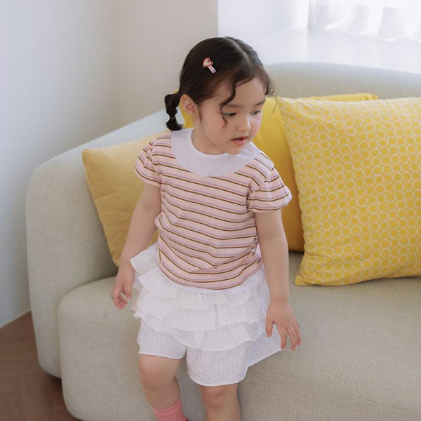 Stripe Color-Block Blouse Korean toddler blouse in pink made in Korea