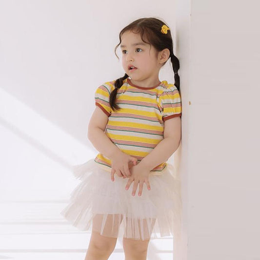 Stripe Ribbon Blouse Korean toddler blouse in pink made in Korea