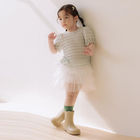 Mesh Tiered Skirt + Inner Shorts Korean toddler skirt in pink made in Korea