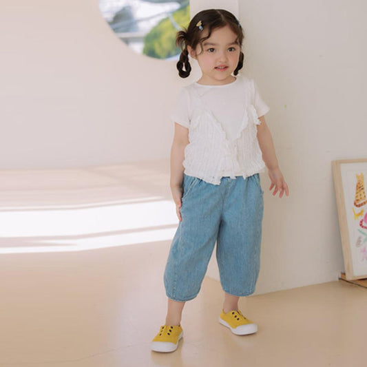 Balloon-Fit Pants Korean toddler pants in blue denim made in Korea