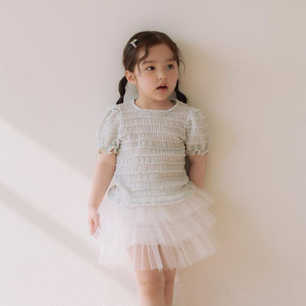 Shirred Blouse Korean toddler blouse in ivory made in Korea