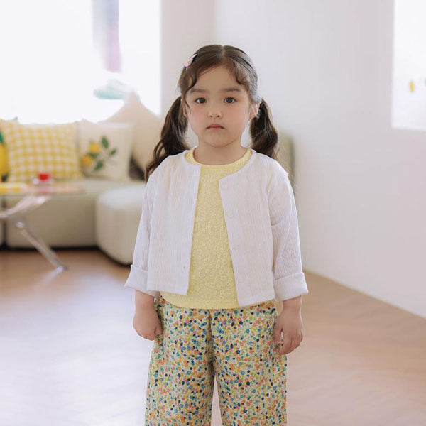 Eyelet Cardigan Korean toddler sweater in ivory made in Korea