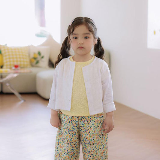Eyelet Cardigan Korean toddler sweater in ivory made in Korea