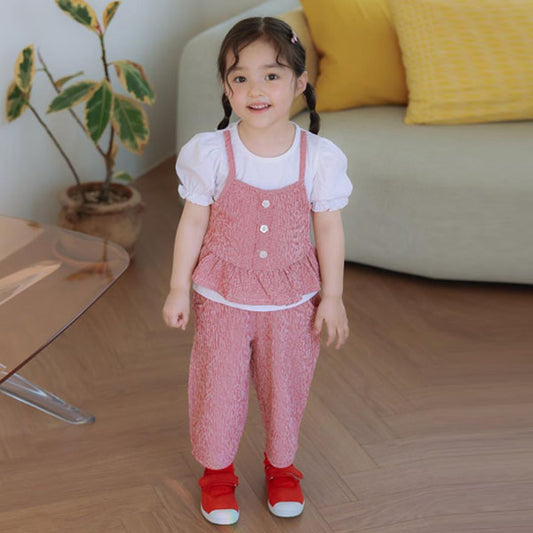 Gingham Check Top & Bottom Set Korean toddler set in red made in Korea