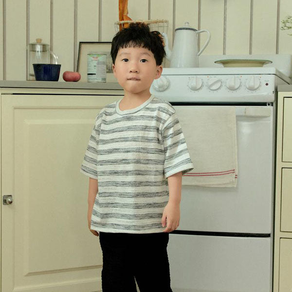 Stripe Tee Korean toddler t-shirt in green made in Korea
