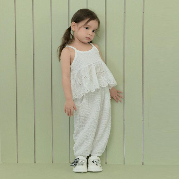 Embossed Pants Korean toddler pants in ivory made in Korea