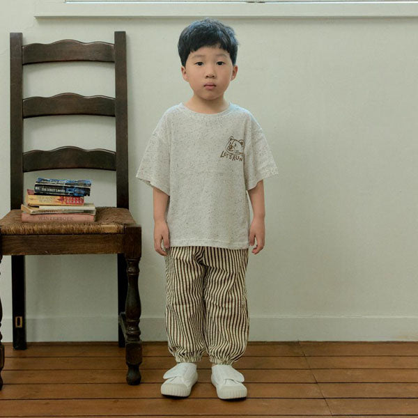 Vertical Stripe Jogger Pants Korean toddler pants in brown made in Korea