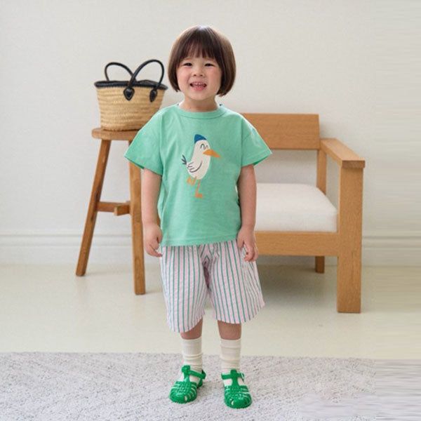 Bird Top & Bottom Set Korean toddler set in blue made in Korea