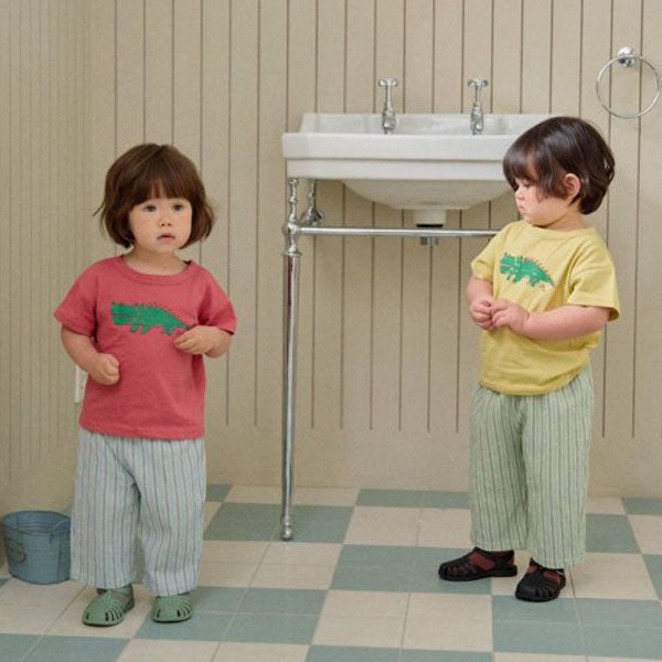 Crocodile Top & Bottom Set Korean toddler set in yellow made in Korea