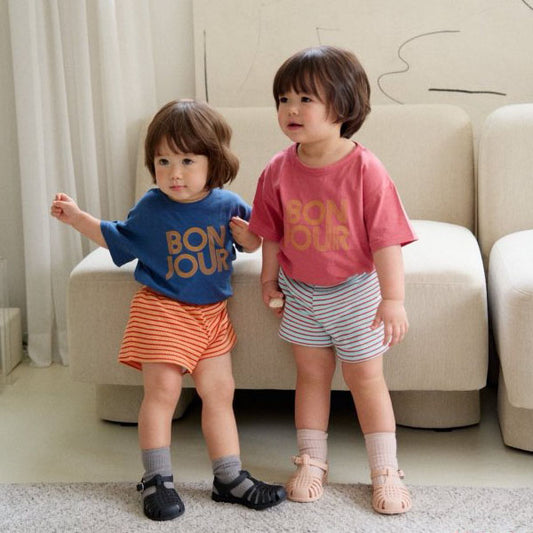 Bonjour Top & Bottom Set Korean toddler set in navy made in Korea