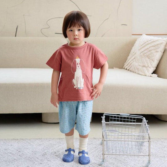 Puppy Top & Bottom Set Korean toddler set in burgundy made in Korea