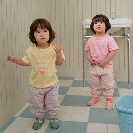 Love Top & Bottom Set Korean toddler set in pink made in Korea
