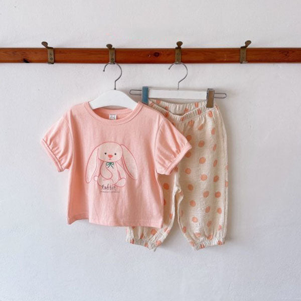 Bunny Top & Bottom Set Korean toddler set in pink made in Korea