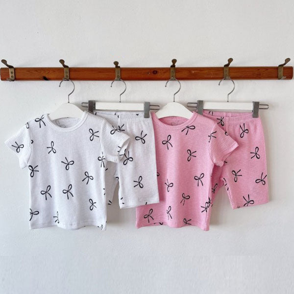 Ribbon Loungewear Korean toddler loungewear in ivory made in Korea