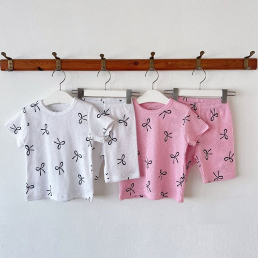 Ribbon Loungewear Korean toddler loungewear in ivory made in Korea