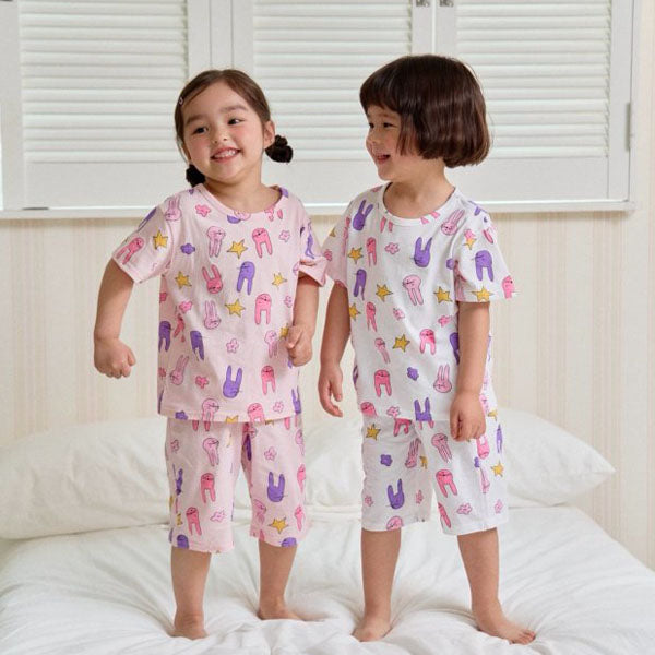 Star Bunny Loungewear Korean toddler loungewear in ivory made in Korea
