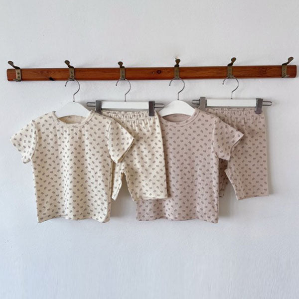 Flower Loungewear Korean toddler loungewear in ivory made in Korea