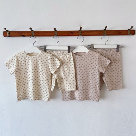 Flower Loungewear Korean toddler loungewear in ivory made in Korea