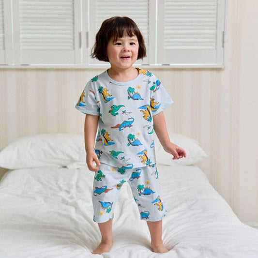 Jurassic Loungewear Korean toddler loungewear in ivory made in Korea