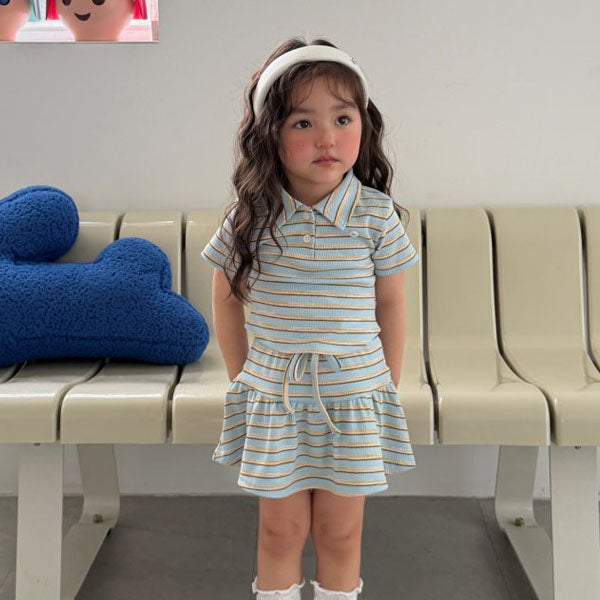Sky Collar Tee Korean toddler t-shirt in pink made in Korea