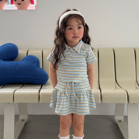 Sky Collar Tee Korean toddler t-shirt in pink made in Korea
