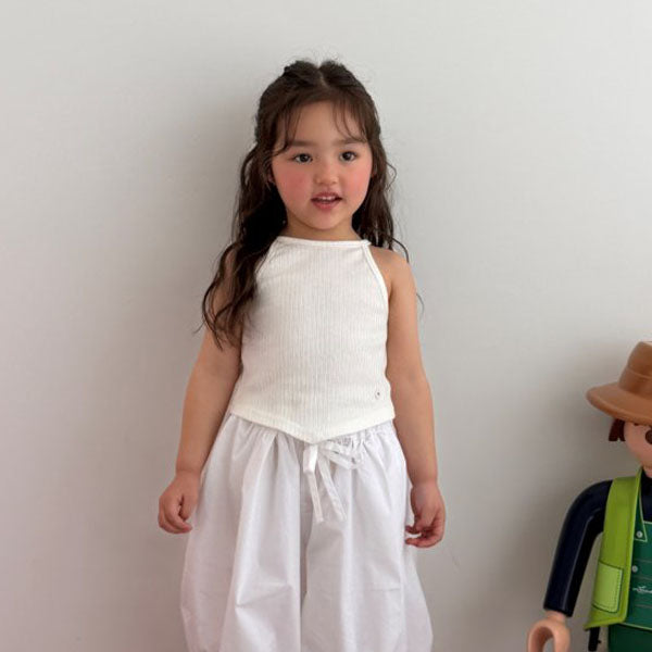 Clean V-Cut Tank Top Korean toddler tank top in ivory made in Korea