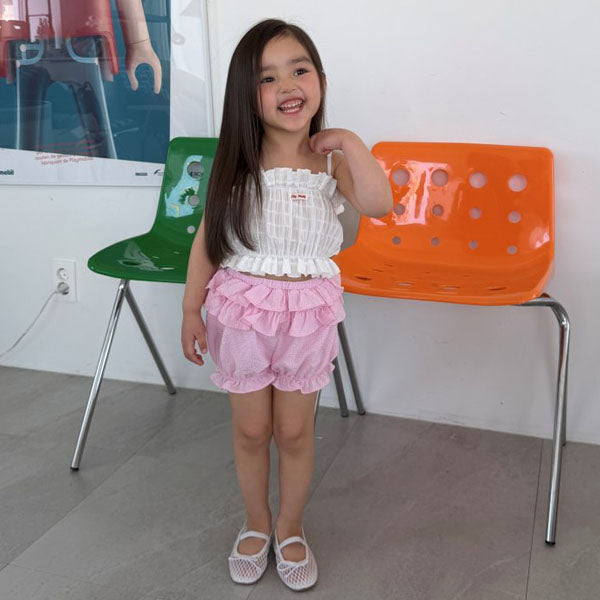 Petal Tiered Shorts Korean toddler shorts in pink made in Korea